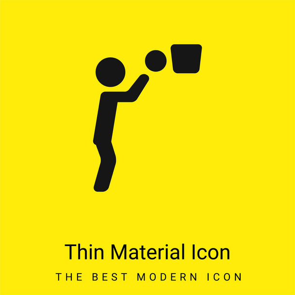Basketbalista míč a košík minimální jasně žlutý materiál ikona - Vektor, obrázek
