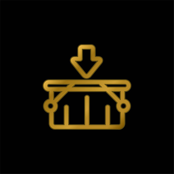 Cesta chapado en oro icono metálico o logo vector - Vector, imagen