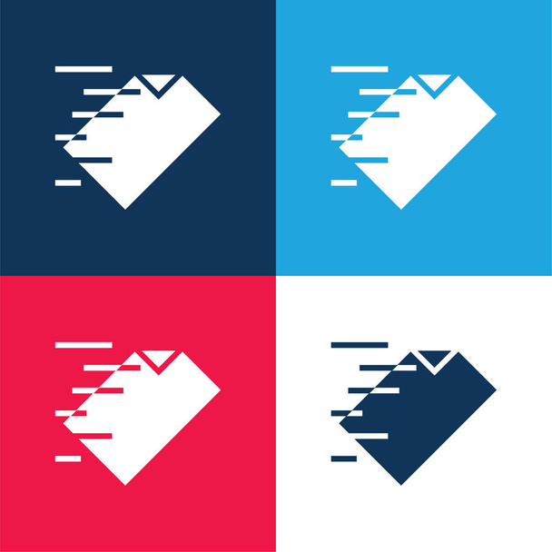 Archivio blu e rosso set di icone minimali a quattro colori - Vettoriali, immagini