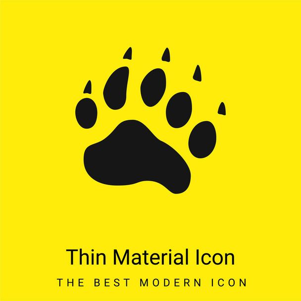Urso Pawprint mínima amarelo brilhante ícone material - Vetor, Imagem
