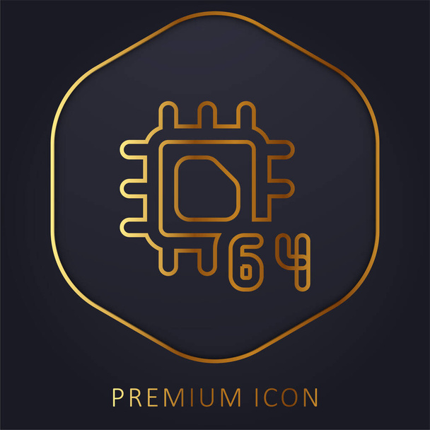 64 Bit golden line premium logo nebo ikona - Vektor, obrázek