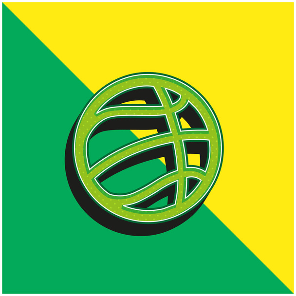 Basketbal bal Groen en geel moderne 3D vector pictogram logo - Vector, afbeelding