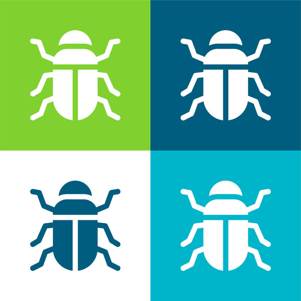Beetle Flat four color minimal icon set - Vector, Image