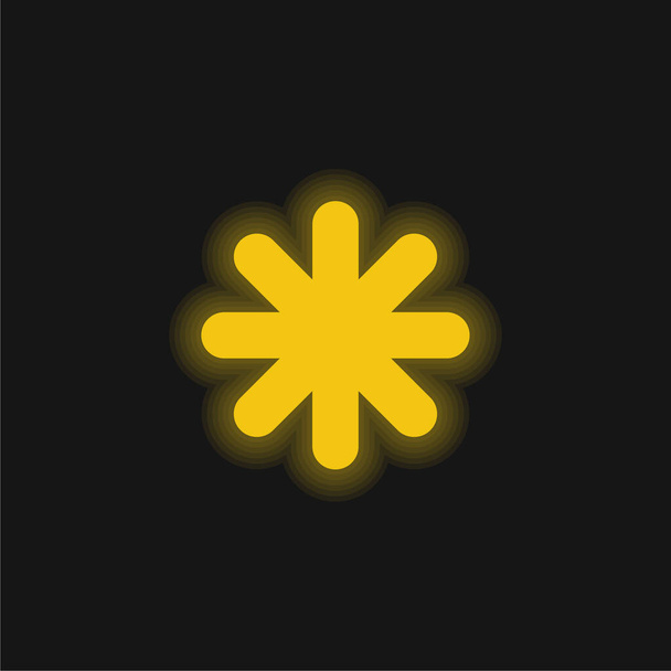 Asterisco Negro Star Shape amarillo brillante icono de neón - Vector, Imagen