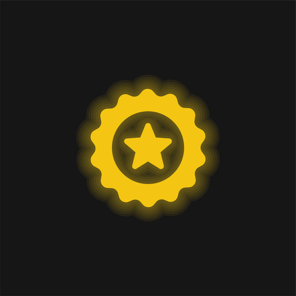 Insignia amarillo brillante icono de neón - Vector, Imagen