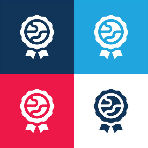 Auszeichnung blauer und roter vier Farben minimaler Symbolsatz - Vektor, Bild