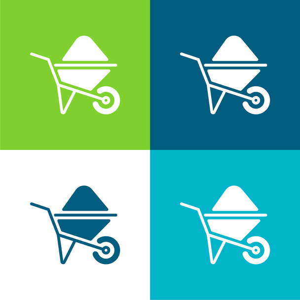 Barrow Flat conjunto de iconos mínimos de cuatro colores - Vector, Imagen