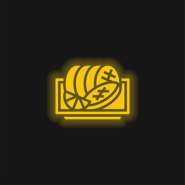 Naudanliha keltainen hehkuva neon kuvake - Vektori, kuva