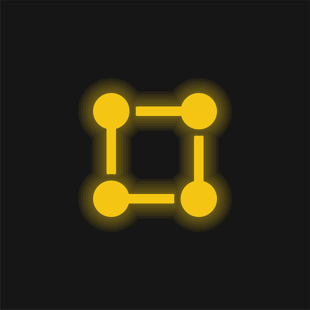 Ícone de néon brilhante amarelo Átomo - Vetor, Imagem