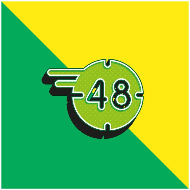 48 ώρες Πράσινο και κίτρινο σύγχρονο 3d διάνυσμα εικονίδιο λογότυπο - Διάνυσμα, εικόνα
