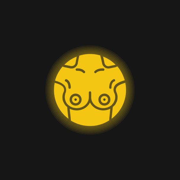 Żółty biust świecący neon ikona - Wektor, obraz