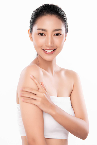 Beautiful young asian woman with clean fresh skin on white background, Face care, Facial treatment, Cosmetology, beauty and spa, Asian women portrait. - Photo, image