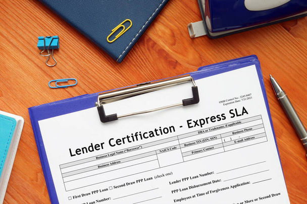Formulario SBA Certificación de prestamista - Express SLA Service Level Agreemen - Foto, Imagen