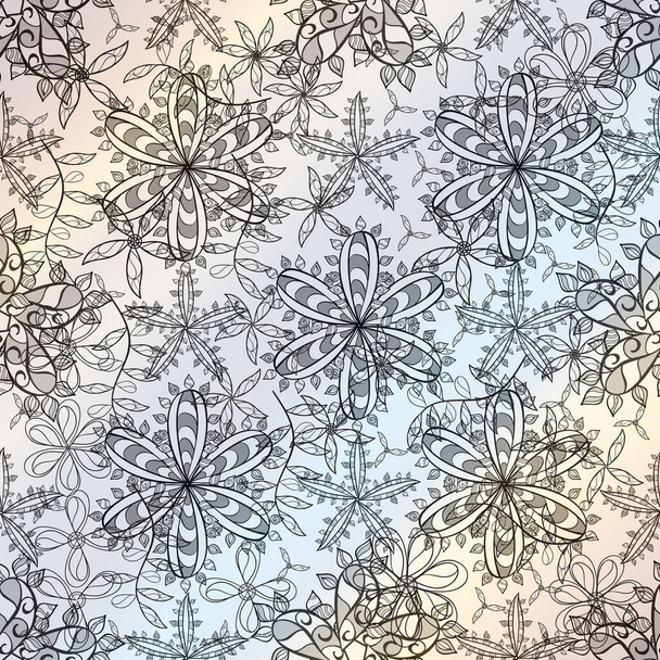Pattern with interesting doodles on colorfil background. - Vetor, Imagem