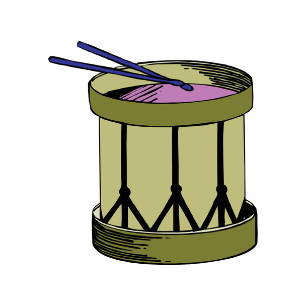 Ilustración de un tambor de juguete grande sobre un fondo blanco en EPS10 - Vector, Imagen