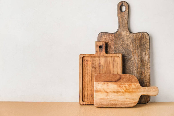 Wooden chopping boards on light background - Photo, Image