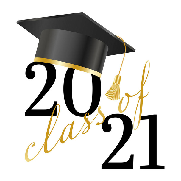 Κλάση 2021. Αποφοίτηση μαύρο και χρυσό λογότυπο. Εικονογράφηση διανύσματος - Διάνυσμα, εικόνα