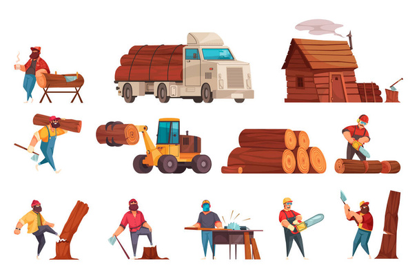 Conjunto de desenhos animados Lumberjack - Vetor, Imagem