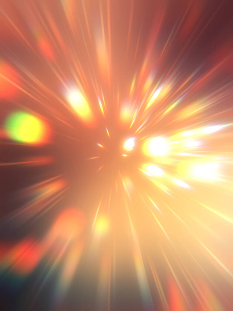 Glanzend levendige en kleurrijke behang. Licht explosie ster met gloeiende deeltjes en lijnen. Mooie abstracte stralen achtergrond. - Foto, afbeelding