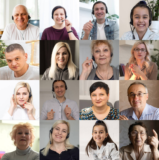 Fejlövés portrék változatos mosolygós emberekről - Fotó, kép