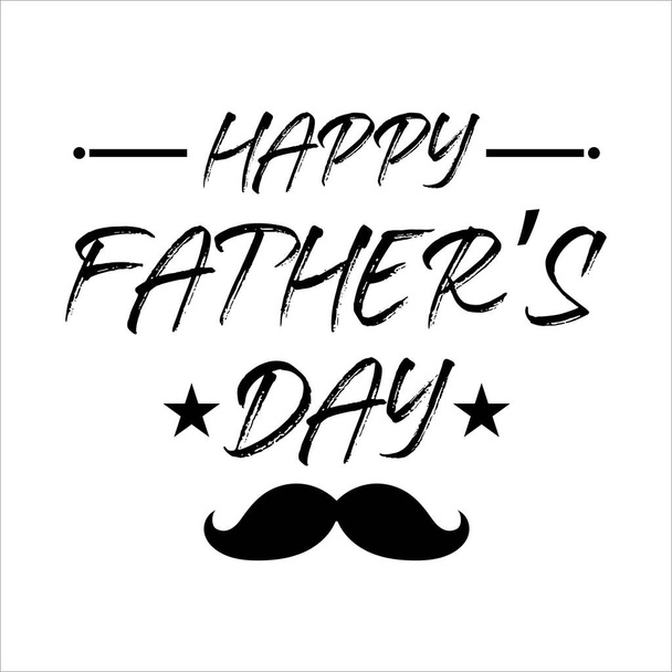 Junho 20 Dia dos Pais felizes elegante efeito de texto preto com bigode, ilustração vetorial simples, dia do pai ilustração especial, estrelas, quadrado, bigode. - Vetor, Imagem