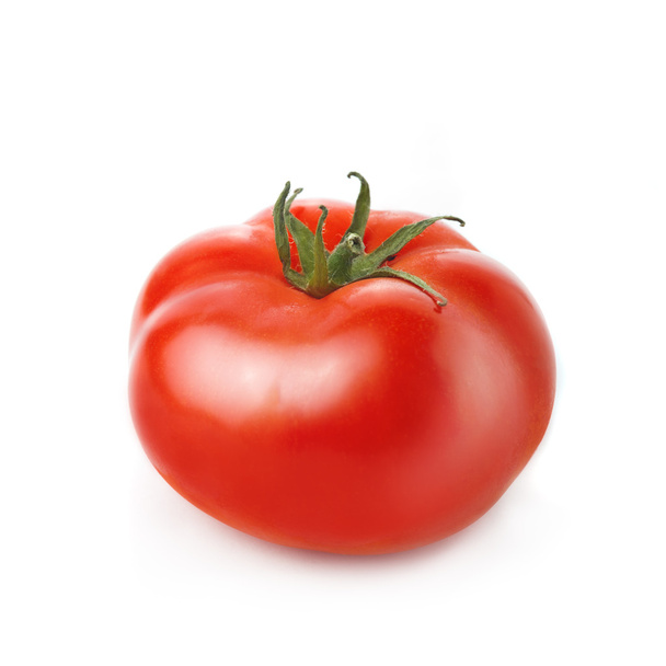 Single Fresh red Tomato on white background - Photo, Image