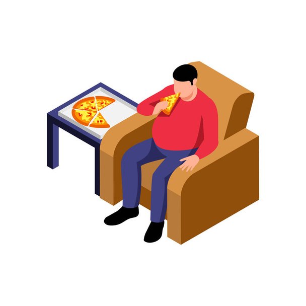 Comer Pizza Obesidad Composición - Vector, imagen