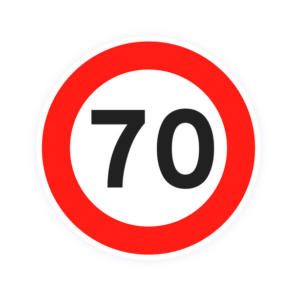 Limite de velocidade 70 rodada ícone de trânsito sinal de design de estilo plano ilustração vetorial. - Vetor, Imagem