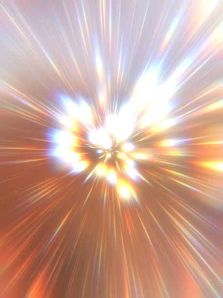 Glanzend levendige en kleurrijke behang. Licht explosie ster met gloeiende deeltjes en lijnen. Mooie abstracte stralen achtergrond. - Foto, afbeelding