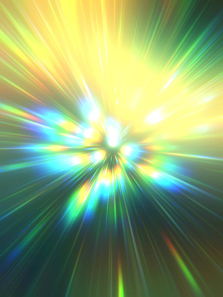 Fondo de pantalla brillante vibrante y colorido. Estrella de explosión de luz con partículas y líneas brillantes. Hermoso fondo de rayos abstractos. - Foto, imagen
