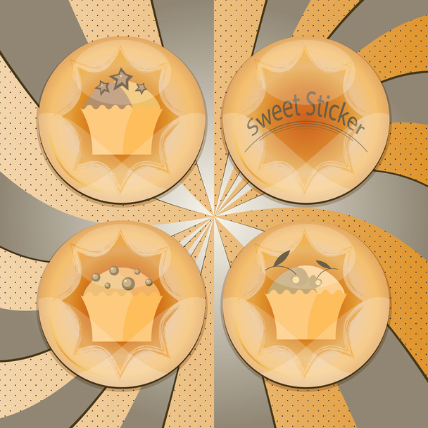 Insignias con cupcakes
 - Vector, Imagen