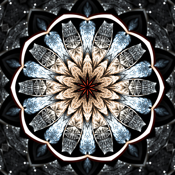 σκούρο ακτινοβολώντας fractal μάνταλα, ψηφιακά έργα τέχνης για δημιουργική Γραφιστικής - Φωτογραφία, εικόνα
