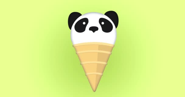 可愛いパンダのアイスクリームにチョコをコーンに入れて - 映像、動画