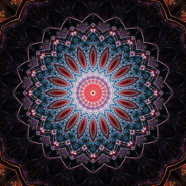 Colorful fractal mandala, digital artwork for creative graphic design - Photo, Image