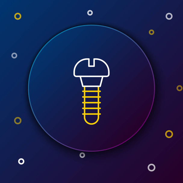 Line Metallic screw icon isolated on blue background. Colorful outline concept. Vector. - Vector, Image