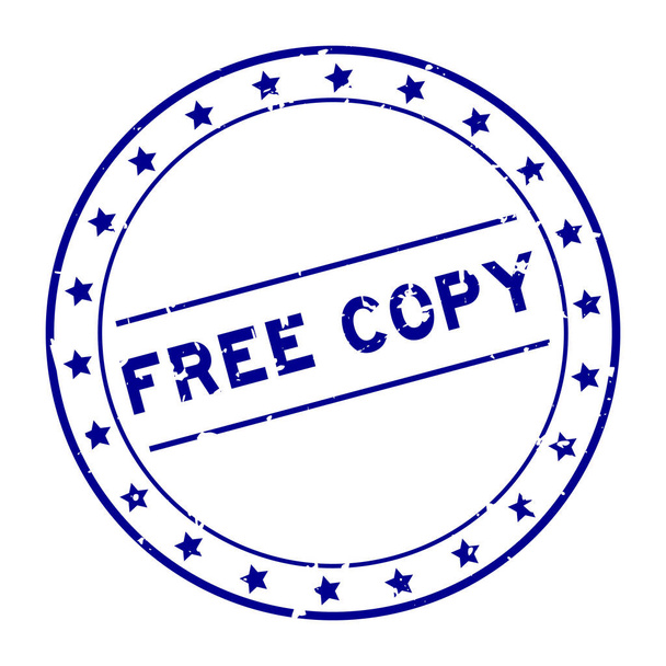 Grunge azul palabra de copia libre sello de goma redonda sobre fondo blanco - Vector, imagen