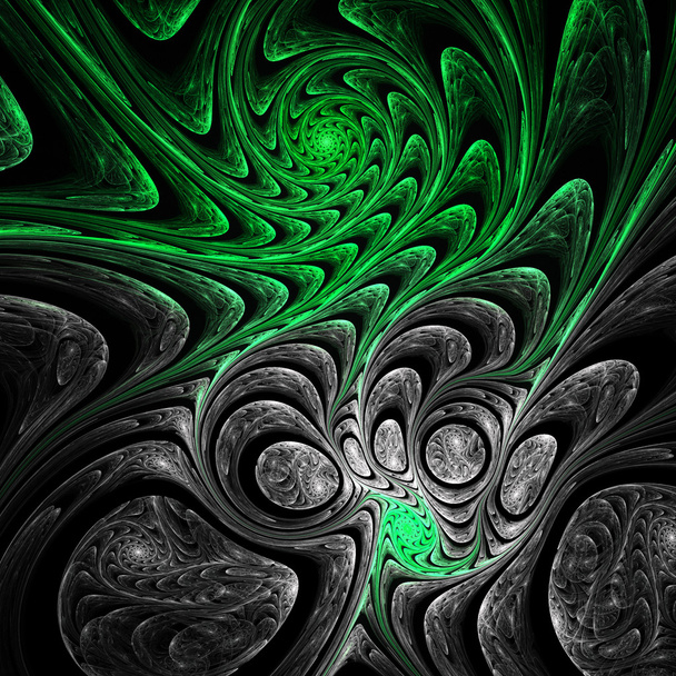 zielony i szary fraktal spirale, cyfrowych dzieł sztuki na kreatywne projektowanie graficzne - Zdjęcie, obraz