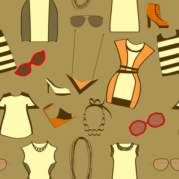 clothing and accessories seamless pattern - Vector, afbeelding