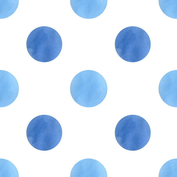 Γεωμετρικό σχέδιο χωρίς ραφή σε πουά τελείες. Υδατογραφία αφηρημένο φόντο με μπλε κύκλους - Φωτογραφία, εικόνα