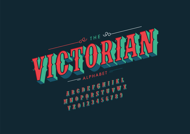 Stilizált viktoriánus ábécé, betűtípus, vektor illusztráció      - Vektor, kép