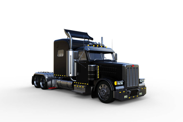 Genéricos sem marca preto articulado caminhão de carga sem reboque. Ilustração 3D isolada sobre um fundo branco. - Foto, Imagem