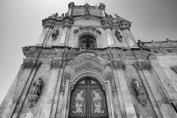 Olaszország, Szicília, scicli, a madonna del carmine templom barokk stílusú homlokzatáról - Fotó, kép
