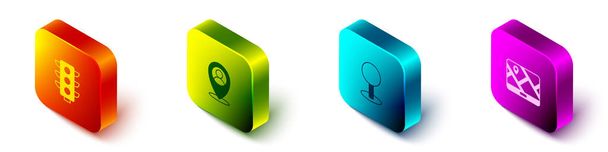 Set Isometric Traffic light, Location with person, Push pin and City map navigation icon. Vector - Vector, Image