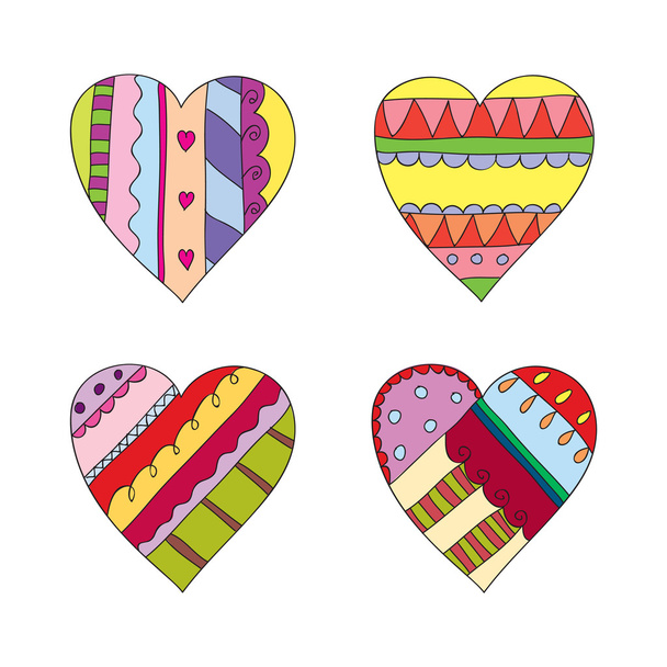 Hand drawn colorful hearts - Vettoriali, immagini