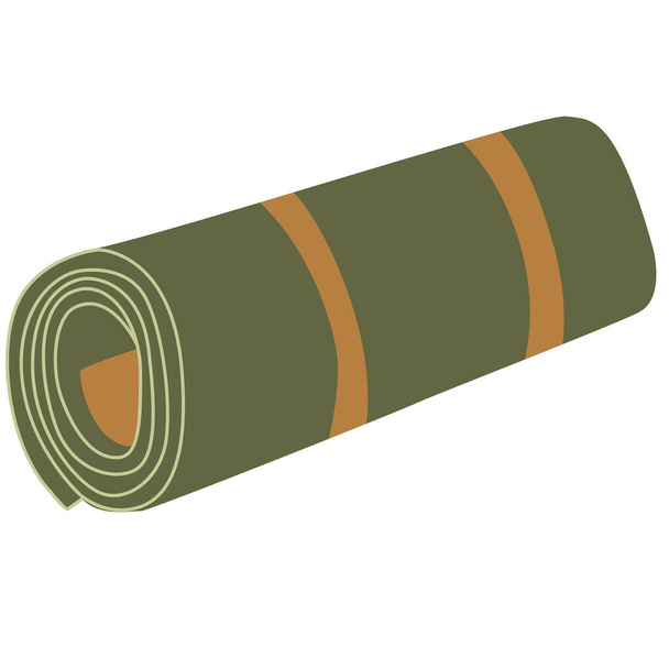 Hand drawn vector illustration of a rolled up mat isolated on white background.  Camping and tourism equipment.	 - ベクター画像