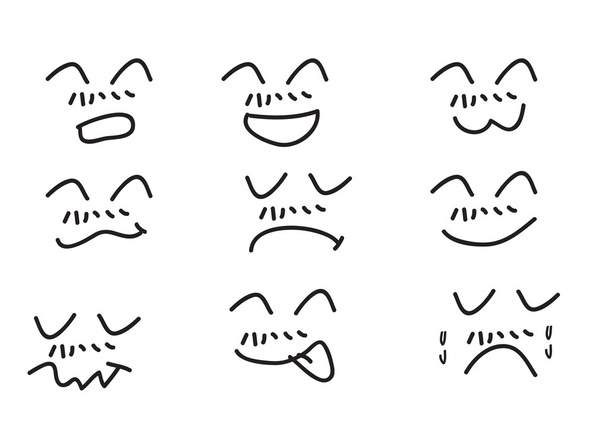Set of Hand draw cartoon emotion vector - Vector, Image