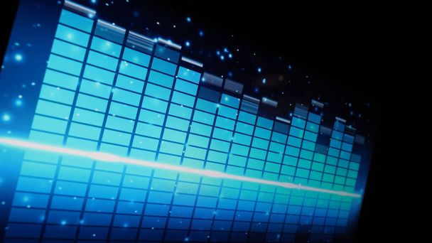 Music Equalizer bar. Audio waveform equalizer on screen black background. Music or sound wave on monitor. colorful sound visualizer abstract. gradient spectrum music graph. Digital graph glow in dark. - Photo, Image