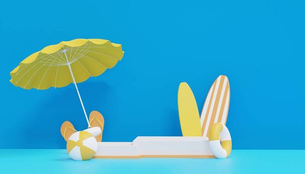 Bir ürün için yaz podyumu, Yaz arkaplan 3D resing . - Fotoğraf, Görsel