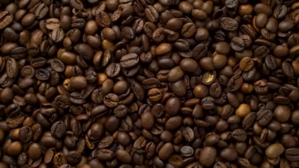 Pörkölt kávébab háttér, lapos laikus, forgó lassan. - Felvétel, videó