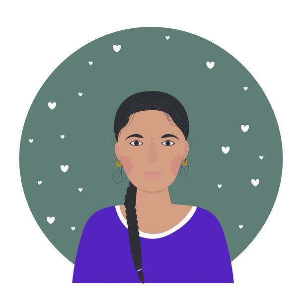 Portrait of an indian young woman. Profile photo. - Vector, Image